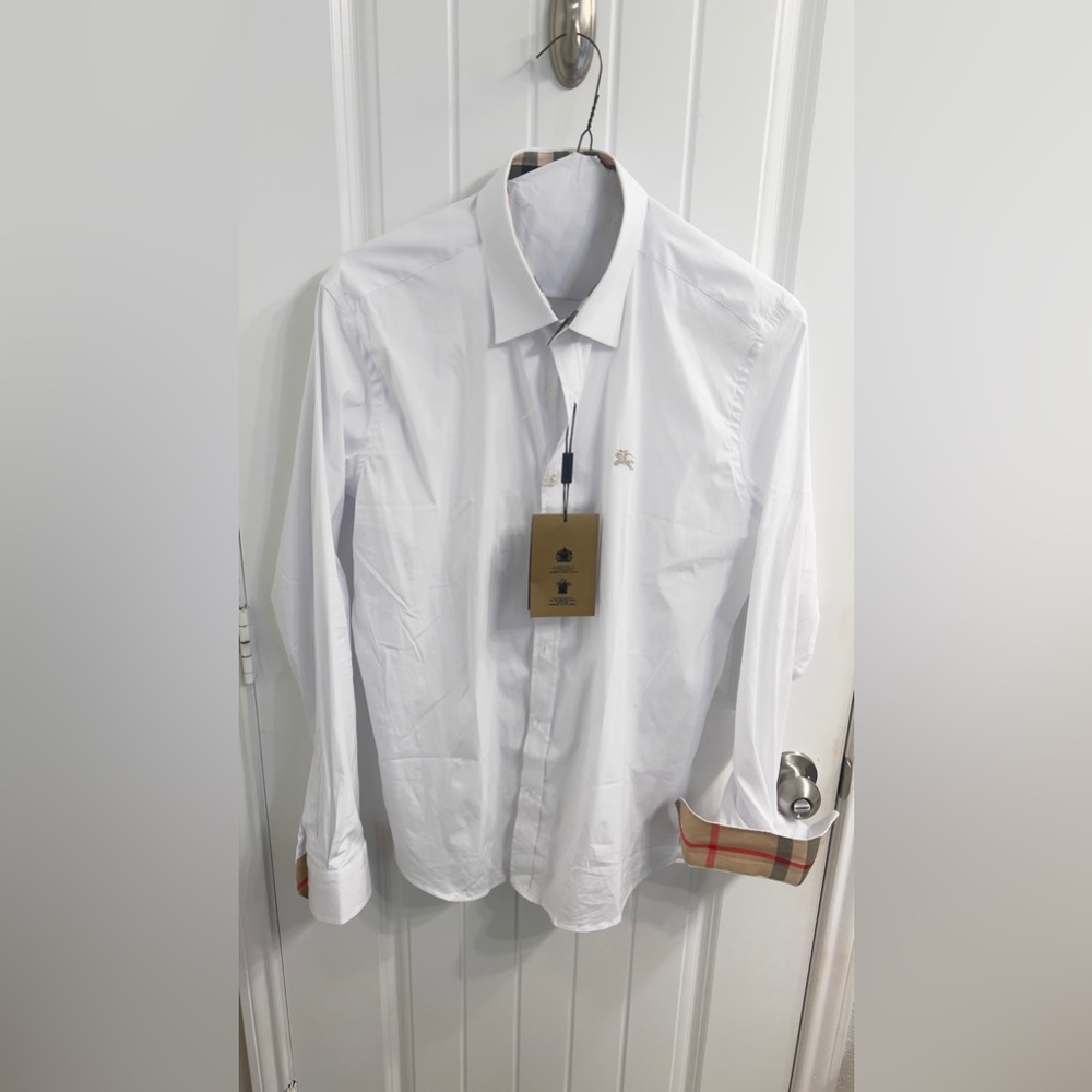 Men’s Burberry white shirt.